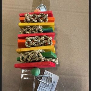 Colorful new Wooden Bird Toy with Braided Rope Grass Woven Slats